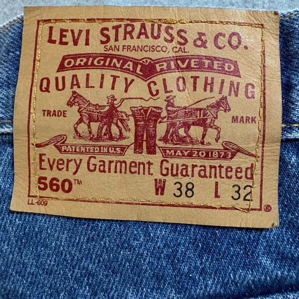 Levis 560 Loose Fit Tapered Leg Jeans Mens 38x32 Blue Denim Vintage 90s Skater - Picture 3 of 13